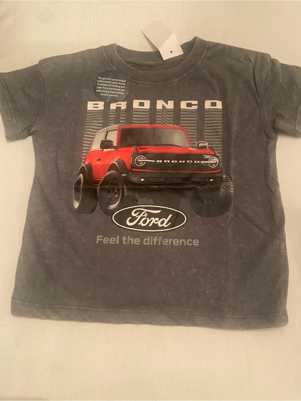 NWT Ford Kids T-Shirt with Red Bronco Graphic on Gray Size 2T